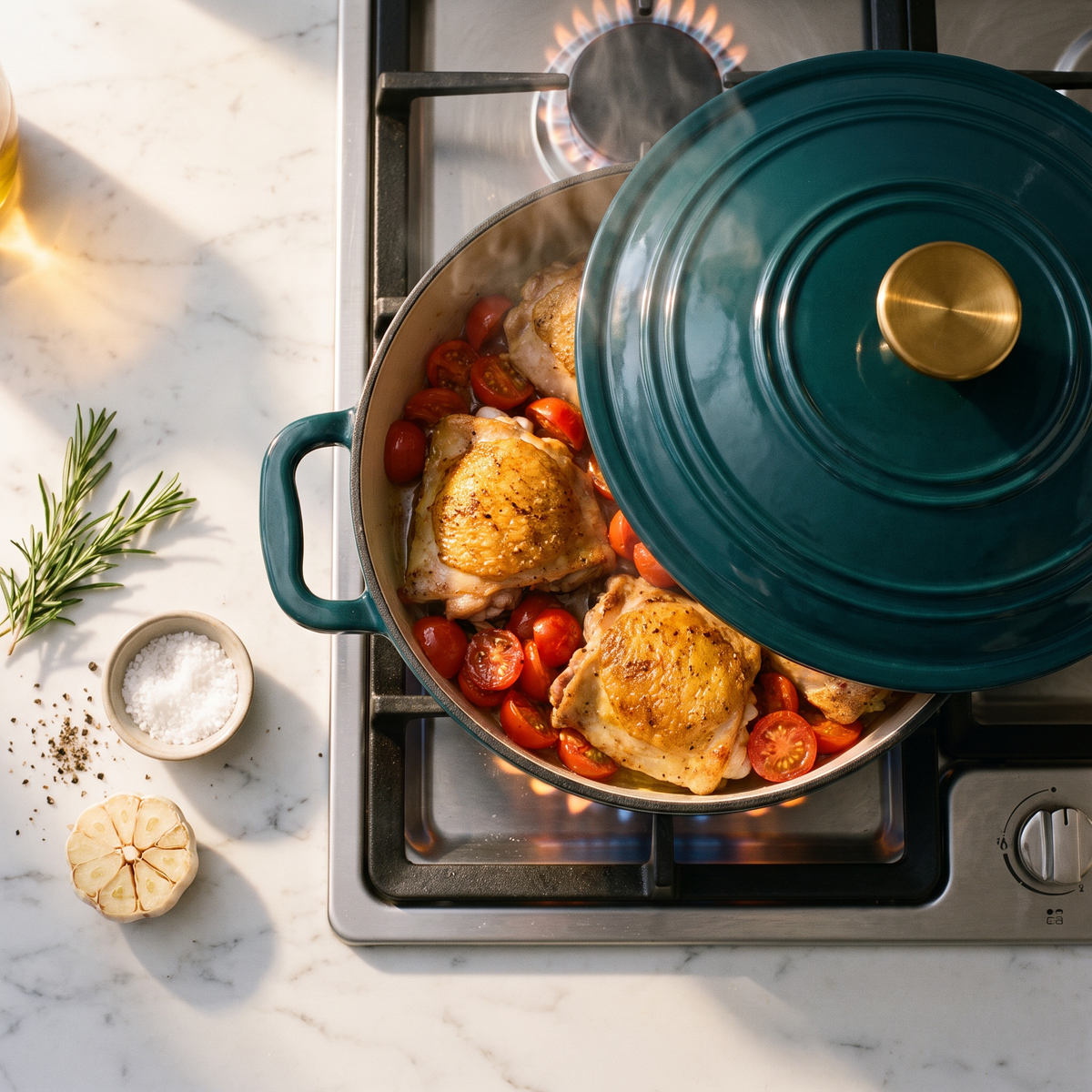 Chefino Gietijzeren Braadpan 24 cm Groen – 4,5 L – Geëmailleerd – Inductie