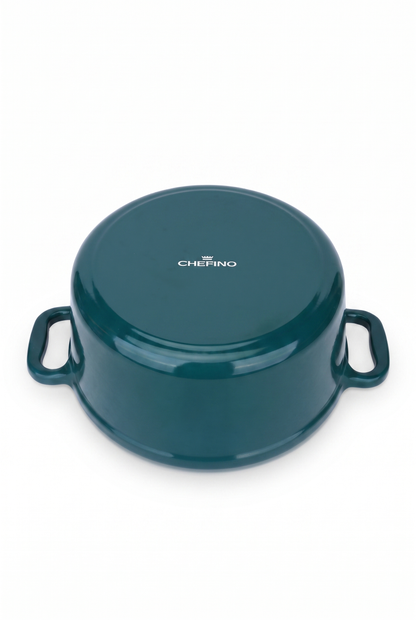 Chefino Gietijzeren Braadpan 24 cm Groen – 4,5 L – Geëmailleerd – Inductie