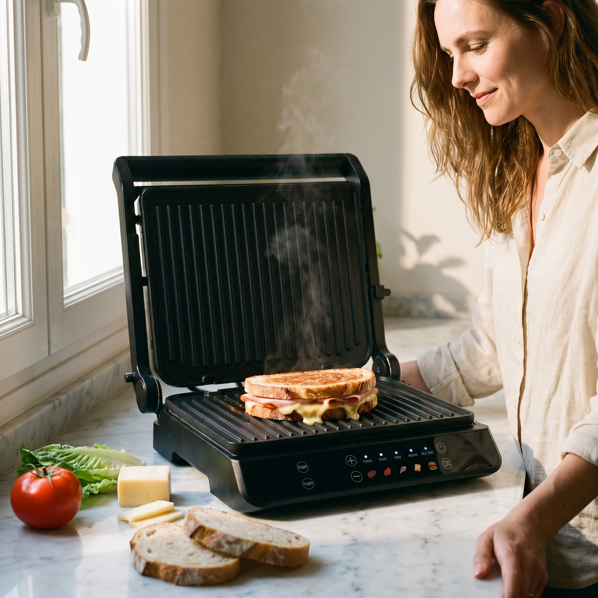 Chefino Contactgrill XL 2000W – PFAS-vrij – Uitneembare Platen – 180°