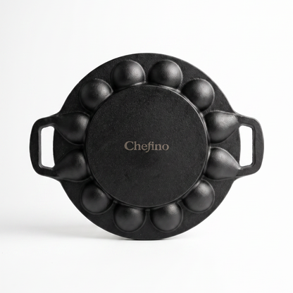 Chefino Poffertjespan Gietijzer 24 cm – 19 Poffertjes – Inductie & Oven
