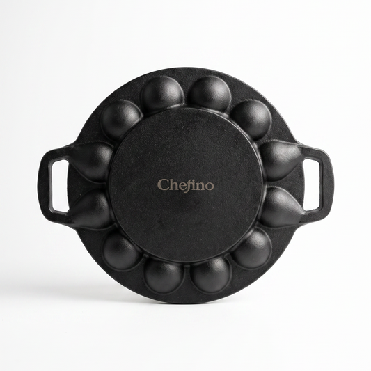 Chefino Poffertjespan Gietijzer 24 cm – 19 Poffertjes – Inductie & Oven