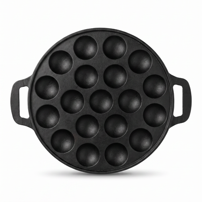 Chefino Poffertjespan Gietijzer 24 cm – 19 Poffertjes – Inductie & Oven