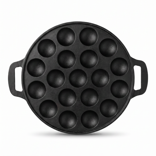 Chefino Poffertjespan Gietijzer 24 cm – 19 Poffertjes – Inductie & Oven