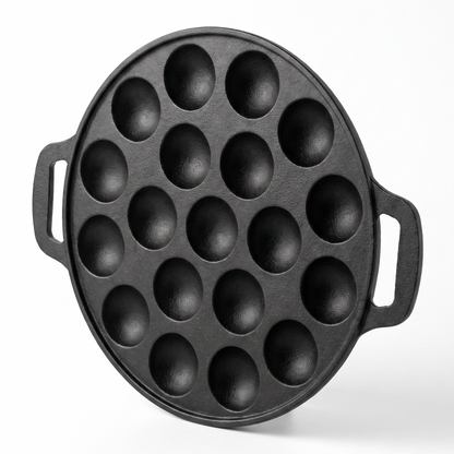 Chefino Poffertjespan Gietijzer 24 cm – 19 Poffertjes – Inductie & Oven