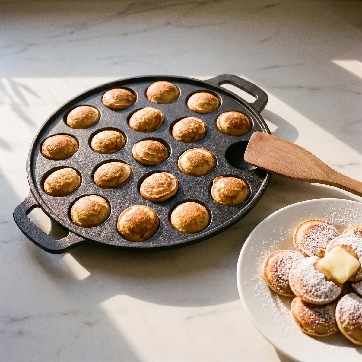 Chefino Poffertjespan Gietijzer 24 cm – 19 Poffertjes – Inductie & Oven