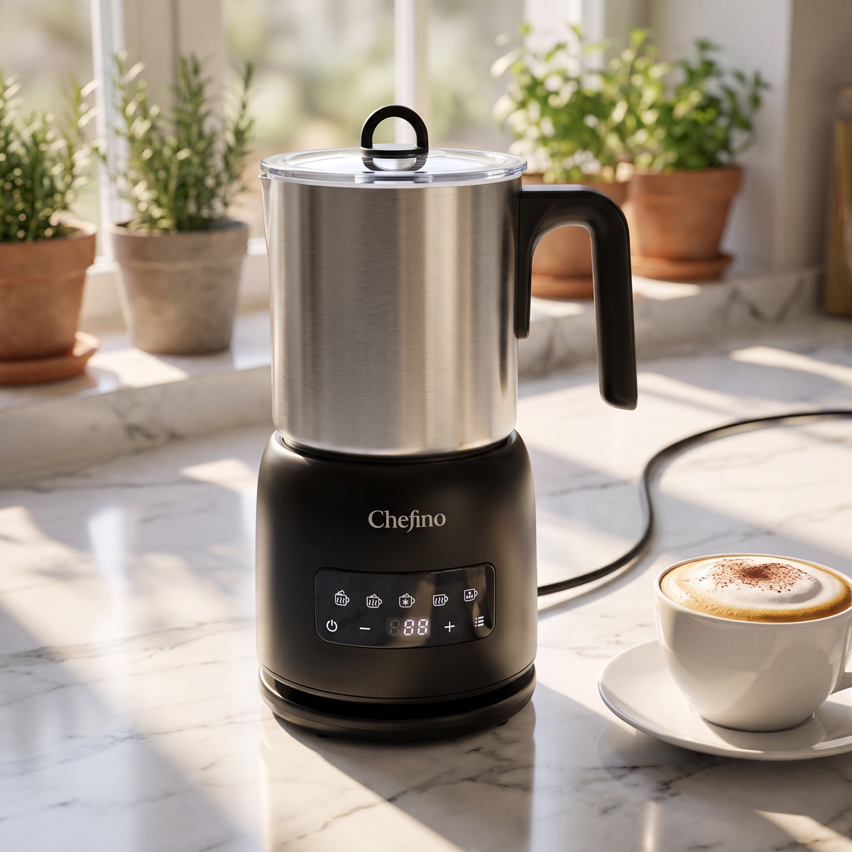 Chefino Melkopschuimer 4-in-1 – RVS – Vaatwasbestendig
