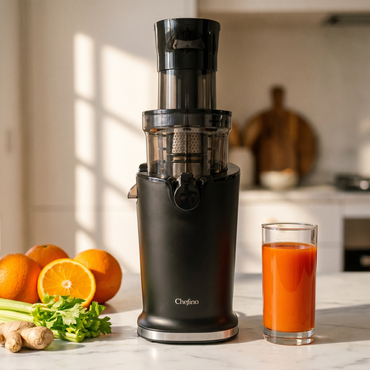 Chefino Slowjuicer – Koude Pers – 9 cm Vultrechter – Stil & Hoog Saprendement