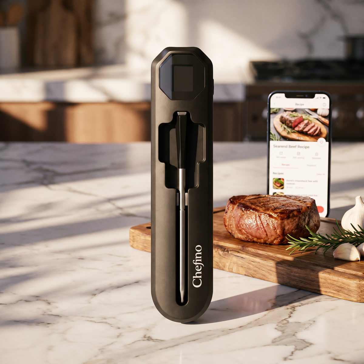 Chefino Draadloze Vleesthermometer – Bluetooth – App – 250m Bereik