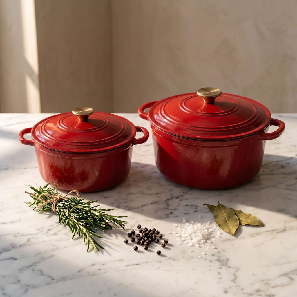 Chefino Gietijzeren Braadpan 24 cm Rood – 4,5 L – Geëmailleerd – Inductie