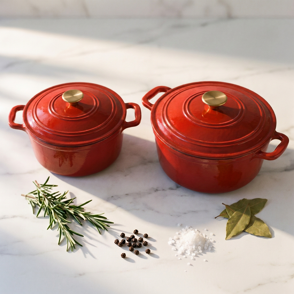 Chefino Gietijzeren Braadpan 26 cm Rood – 5,7 L – Geëmailleerd – Inductie