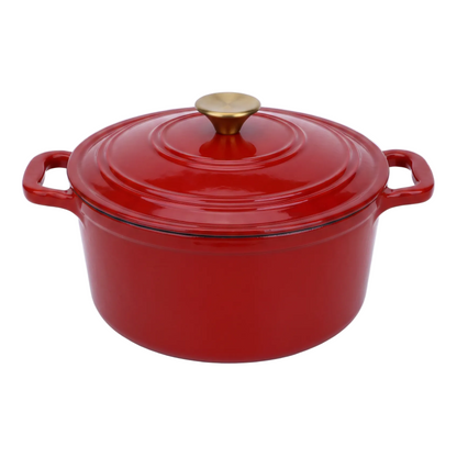 Chefino Gietijzeren Braadpan 26 cm Rood – 5,7 L – Geëmailleerd – Inductie