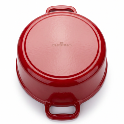 Chefino Gietijzeren Braadpan 24 cm Rood – 4,5 L – Geëmailleerd – Inductie