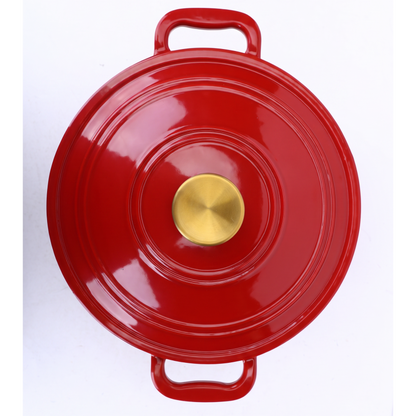 Chefino Gietijzeren Braadpan 24 cm Rood – 4,5 L – Geëmailleerd – Inductie