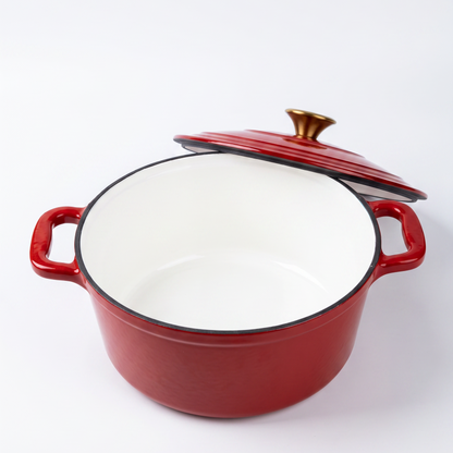 Chefino Gietijzeren Braadpan 24 cm Rood – 4,5 L – Geëmailleerd – Inductie