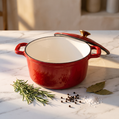Chefino Gietijzeren Braadpan 26 cm Rood – 5,7 L – Geëmailleerd – Inductie