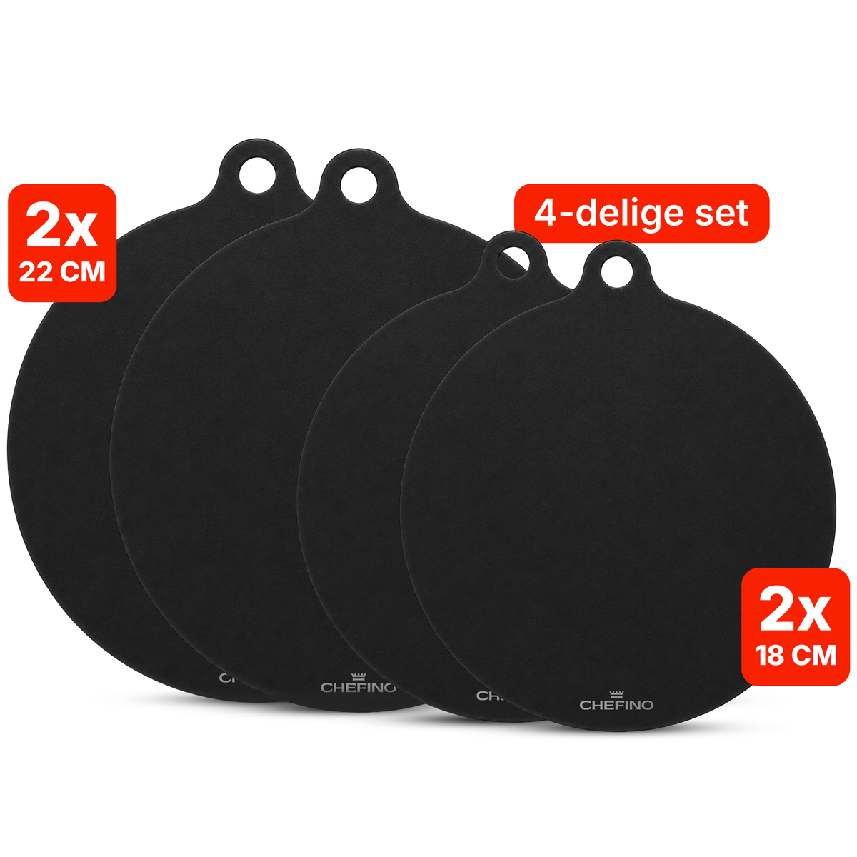 Chefino Inductiebeschermers 4 Stuks – Siliconen – 18 & 22 cm – Antislip