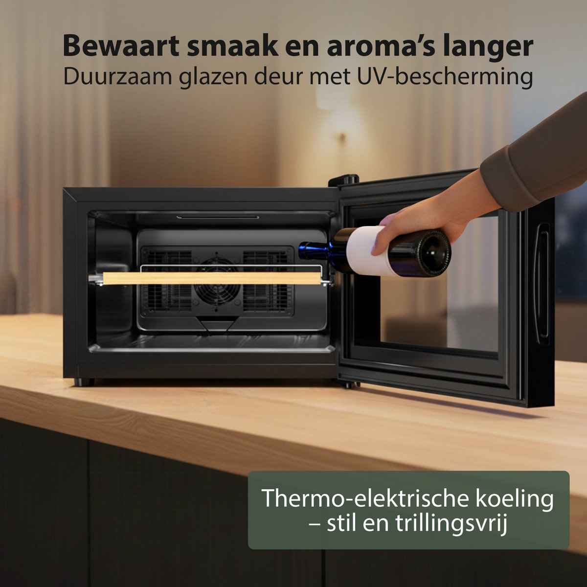 Chefino Wijnkoelkast 8 Flessen – 5-18°C – Compacte Wijnklimaatkast – Zwart