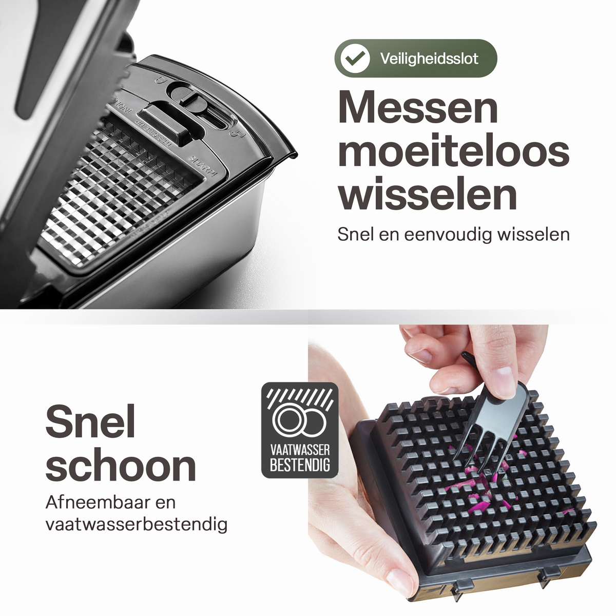 Chefino multi groentesnijder - messen moeiteloos wisselen met veiligheidsslot, snel schoon en vaatwasserbestendig